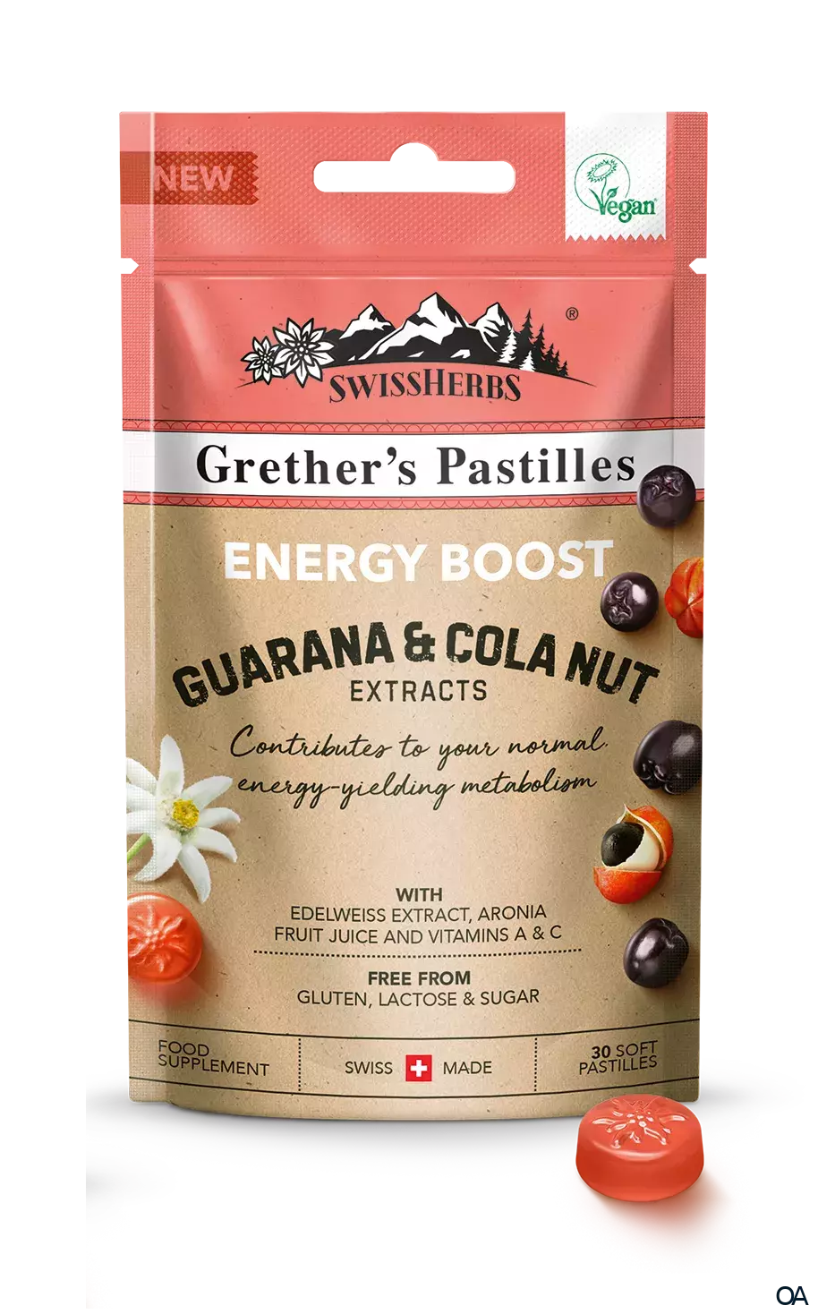 Grether’s Swiss Herbs Pastilles Energy Boost zuckerfrei