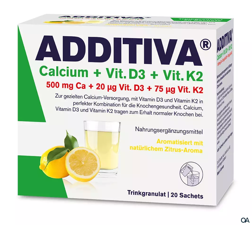 ADDITIVA® Calcium, Vitamin D3 und K2 Trinkgranulat Sachets