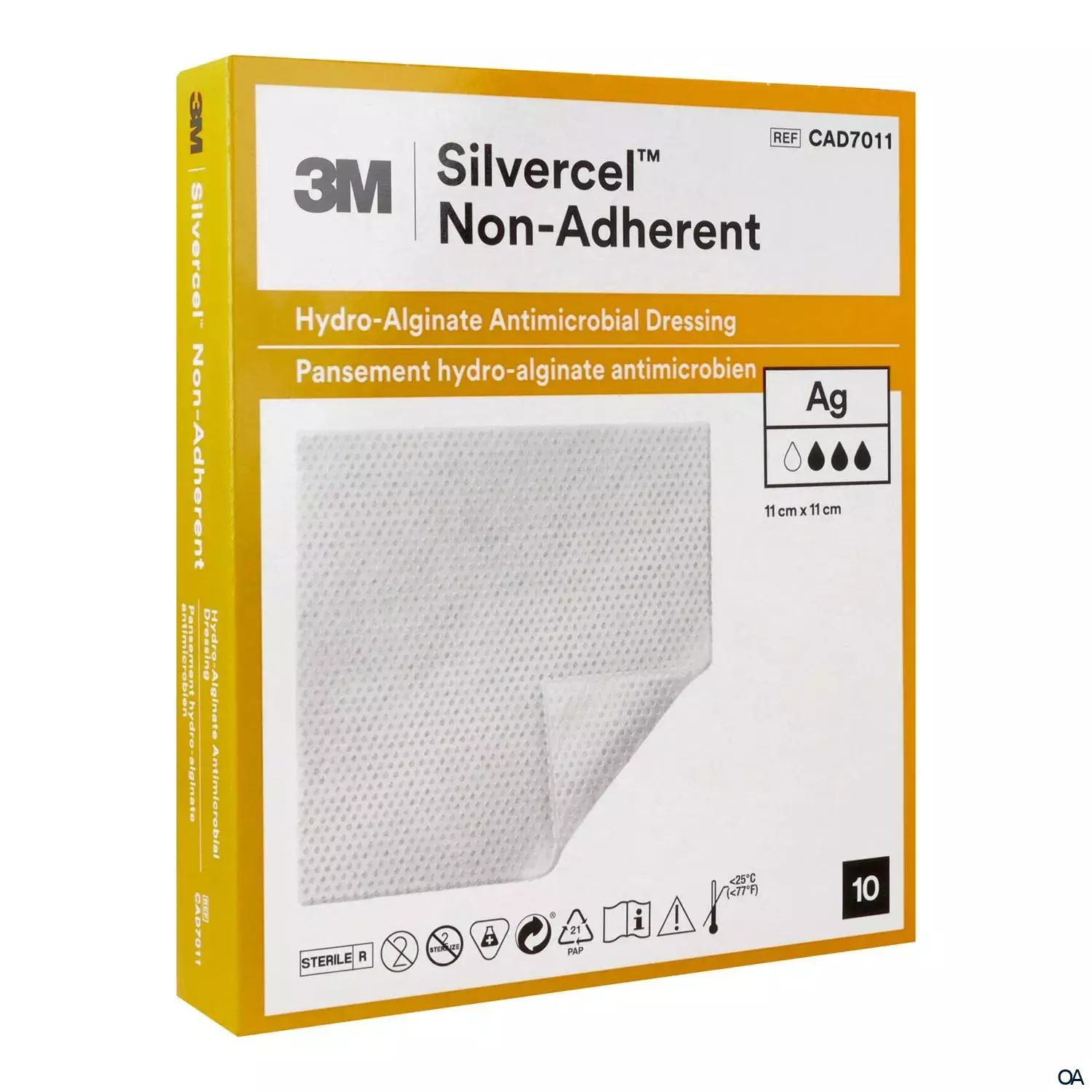 3M™ Silvercel™ Non-Adherent Silberhaltige antimikrobielle Hydroalginat-Wundauflagen steril, 11 x 11 cm