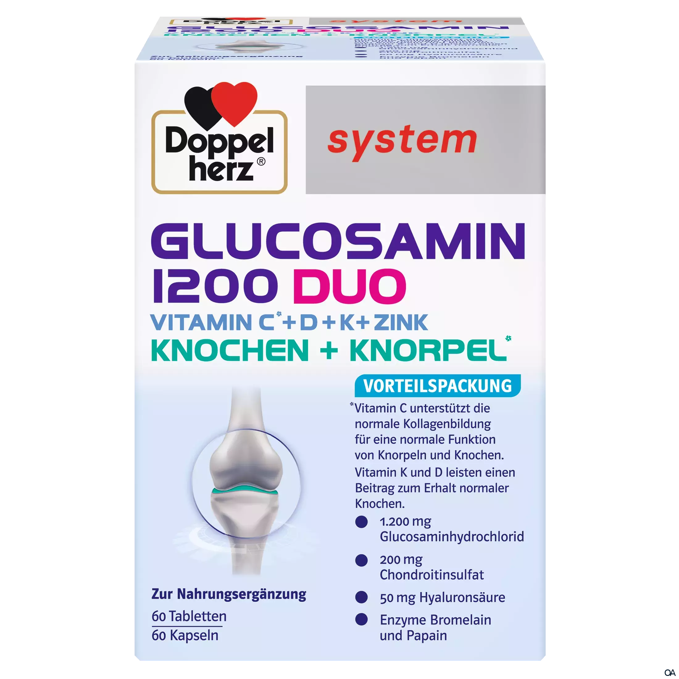 Doppelherz system GLUCOSAMIN 1200 DUO KNOCHEN + KNORPEL Tabletten & Kapseln