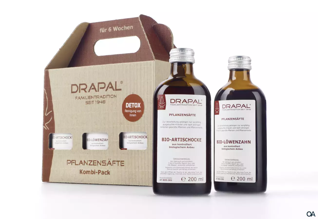 DRAPAL® Pflanzensäfte Kombi-Pack - DETOX Reinigung von Innen 6 x 200 ml