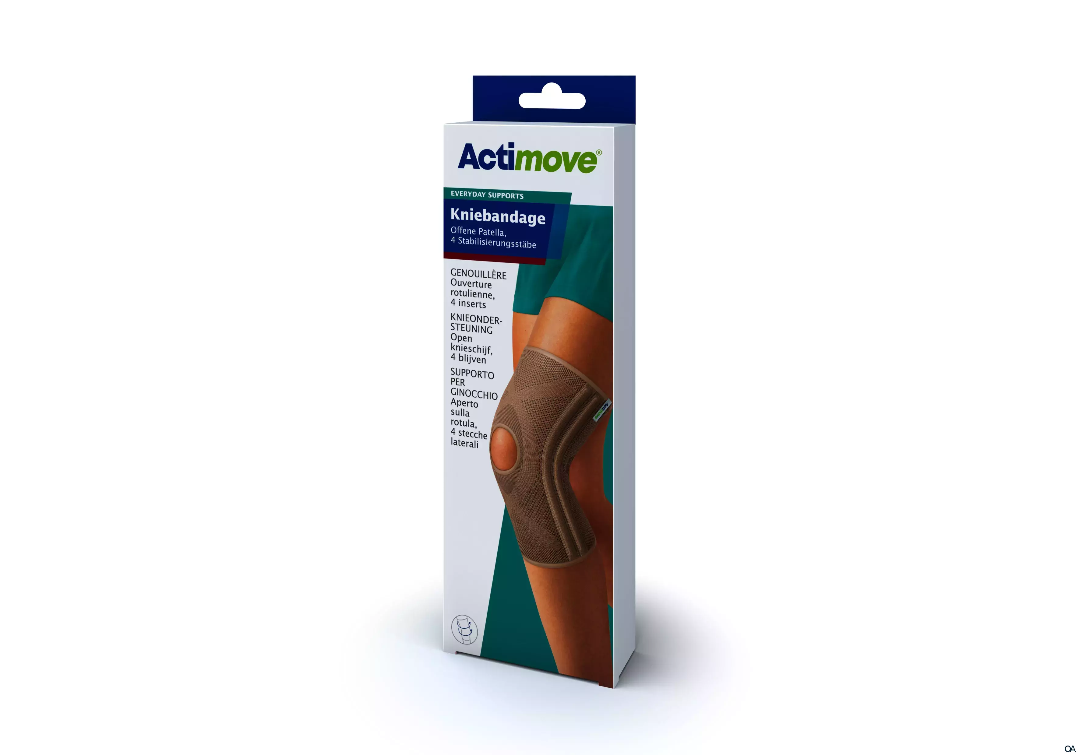 Actimove® Kniebandage Offene Patella, 4 Stabilisierungsstäbe - Extra Large